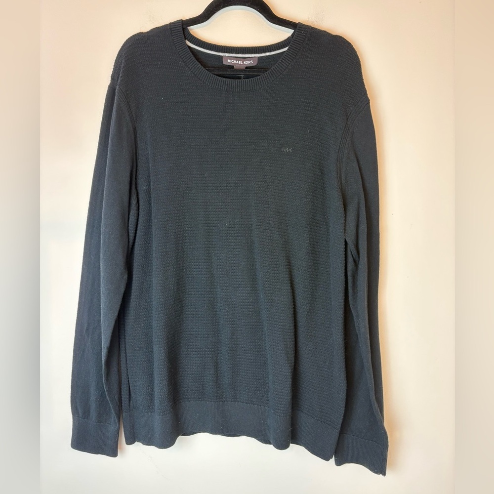 Michael Kors Ribbed Crewneck Sweater Men's Size XL Black Business Casual